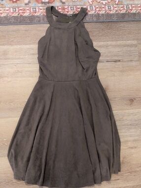 Altar'd State Olive Green Halter Fit-and-Flare Dress